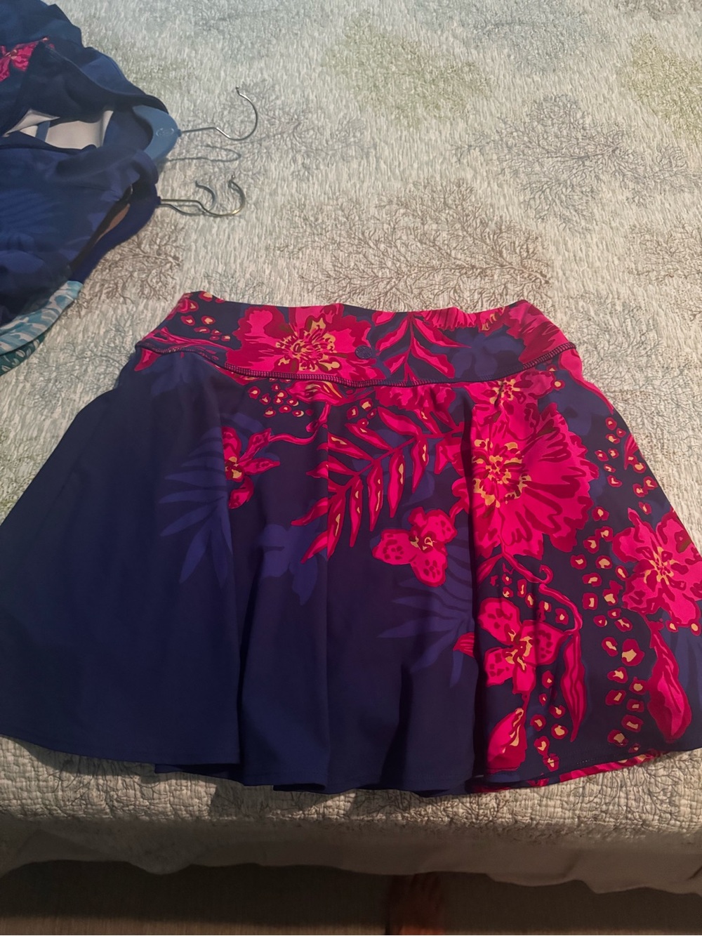 Lilly Pulitzer Luxectic Navy Jacket and Skort with Bright Pink Floral Print - Picture 3 of 7